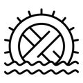 House river water mill icon, outline style