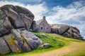 House between the rocks in Meneham village, Kerlouan, Finistere, Brittany (Bretagne), France Royalty Free Stock Photo