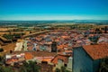 House rooftops and old city wall seen from the Castle of Elvas Royalty Free Stock Photo