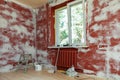 House room under construction plastered walls Royalty Free Stock Photo