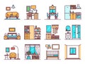 House rooms types color icons vector set Royalty Free Stock Photo