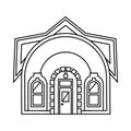 House with round roof icon, outline style Royalty Free Stock Photo
