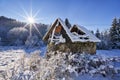 House ruins on Hrochotska dolina valley near Kyslinky settlement during winter