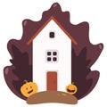 A house rural landscape. Vector illustration in flat style. Royalty Free Stock Photo
