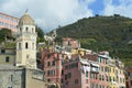 House`s rooftops and hill above Vernazza, Italy Royalty Free Stock Photo