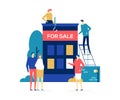 House for sale - colorful flat design style illustration