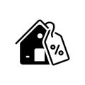 Black solid icon for House For Sale, architecture and mortgage Royalty Free Stock Photo