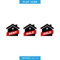 House For Sale, Rent, Sold Icon Vector Logo Template Royalty Free Stock Photo