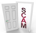 House Scam Door Depicts Home Buying Deception Or Fraud - 3d Illustration