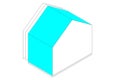 House schematically drawn with linear elements, in 3D three-dimensional perspective. Royalty Free Stock Photo