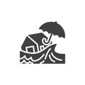 House with sea waves and umbrella vector icon Royalty Free Stock Photo