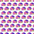 House seamless pattern 3d style Royalty Free Stock Photo