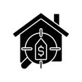 House searching services black glyph icon Royalty Free Stock Photo