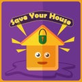 house security doodle vector icon with kawaii style Royalty Free Stock Photo