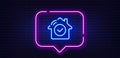 House security line icon. Smart home sign. Neon light speech bubble. Vector Royalty Free Stock Photo