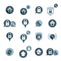 House security protection vector icons set, home, house, padlock Royalty Free Stock Photo