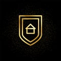 House, security, shield gold icon. Vector illustration of golden particle background. Real estate concept vector illustration Royalty Free Stock Photo