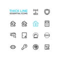 House Security - Thick Single Line Icons Set Royalty Free Stock Photo