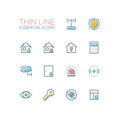 House Security - Thin Single Line Icons Set Royalty Free Stock Photo