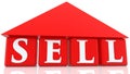 House sell concept on red cubes Royalty Free Stock Photo