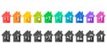 House set with various work tool icons displaying related professions and services Royalty Free Stock Photo