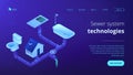 Sewerage system concept isometric 3D landing page.