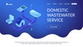 Sewerage system concept isometric 3D landing page.