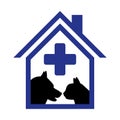 House shape cat and dog. Veterinary clinic logo. Royalty Free Stock Photo