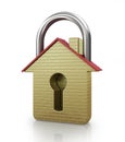 House in the shape of a gold padlock. Royalty Free Stock Photo