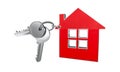 House shape keyring with keys isolated 3d Royalty Free Stock Photo
