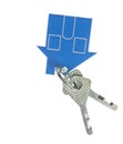 House shaped key chain isolated on white background Royalty Free Stock Photo