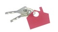 House shaped key chain isolated on white background Royalty Free Stock Photo