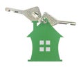 House shaped key chain isolated on white background Royalty Free Stock Photo
