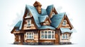 House-shaped Paper Stickers with a Brown Roof and Blue Walls - AI Generated