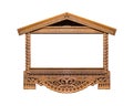 House shaped wooden photo frame with abstract Russian ornament