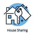 House sharing, property share concept with key