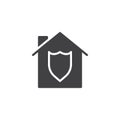 House with shield inside icon vector