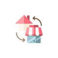 House and shop. Home shopping concept. Flat color icon. Commerce vector illustration Royalty Free Stock Photo