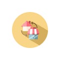 House and shop. Home shopping concept. Flat icon in a circle. Commerce vector illustration Royalty Free Stock Photo