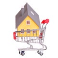 House in shopping cart isolated