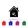House sickle and hammer multi color icon. Simple glyph, flat vector of communism capitalism icons for ui and ux, website or mobile Royalty Free Stock Photo