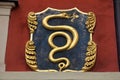 The House Sign of Old Prague in the Czech Republic - At the Golden Serpent