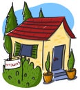House for rent illustration with sign in hebrew Royalty Free Stock Photo