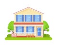 House with sign for sale. Vector illustration in flat design Royalty Free Stock Photo