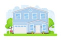 House with sign for sale. Vector illustration in flat design Royalty Free Stock Photo