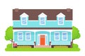 House with sign for sale. Vector illustration in flat design Royalty Free Stock Photo