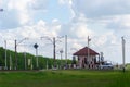 House of signalman on the cross of railway and car road