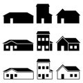 House Silhouette Vector Set on White