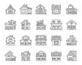 House simple black line icons vector set Royalty Free Stock Photo