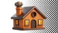 House simple brown, small house, home icon, house shape, basic house, brown home png transparent image Generative AI Royalty Free Stock Photo